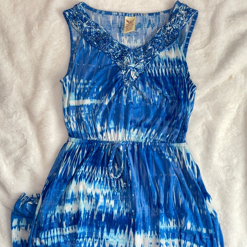 Maxi dress knit v neck faded glory blue tie dye maxi dress
